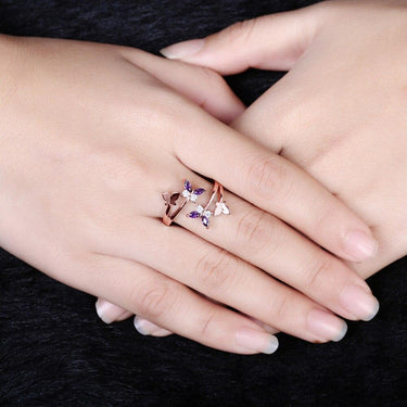 Trendy Women's Adjustable Crystal Butterfly Wings Ring for Wedding - SolaceConnect.com