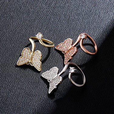 Trendy Women's Adjustable Cubic Zirconia Bling Butterfly Nail Ring Jewelry  -  GeraldBlack.com