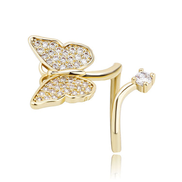 Trendy Women's Adjustable Cubic Zirconia Bling Butterfly Nail Ring Jewelry  -  GeraldBlack.com
