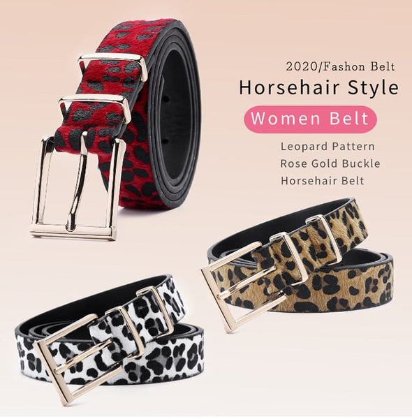 Trendy Women's Horsehair with Leopard Pattern Cummerbund Waist Belt  -  GeraldBlack.com
