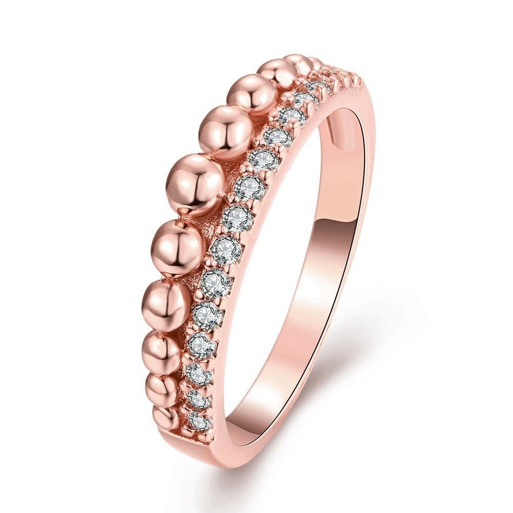 Trendy Women's Rose Gold Double Row Crystal Round Wedding Ring  -  GeraldBlack.com