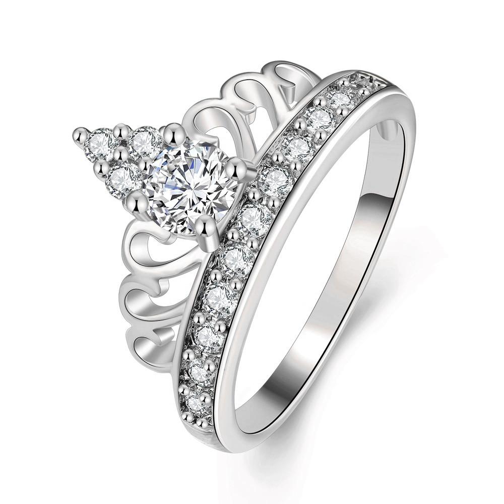 Trendy Women's Rose Gold Silver CZ Engagement Love Crown Ring  -  GeraldBlack.com