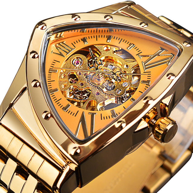 Triangle Skeleton Dial Mechanical Automatic Stainless Steel Watch for Men  -  GeraldBlack.com