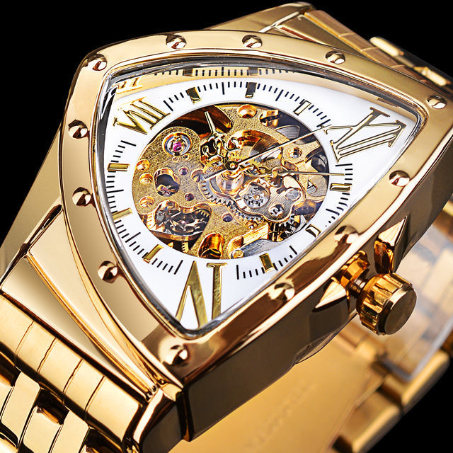 Triangle Skeleton Dial Mechanical Automatic Stainless Steel Watch for ...