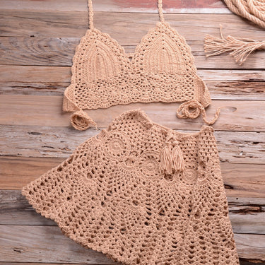 Two piece Crochet Women Bikini Set Swimsuit Swim Skirt Swimwear Bathing Swimdress  -  GeraldBlack.com