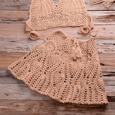 Two piece Crochet Women Bikini Set Swimsuit Swim Skirt Swimwear Bathing Swimdress  -  GeraldBlack.com
