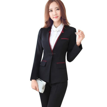 Two-Piece Formal Office Pant Suit for Women Contrast Color Autumn Work Wear  -  GeraldBlack.com
