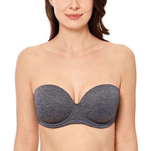Underwire Contour Multiway Strapless Plus Size Bra in Apricot Pink Color - SolaceConnect.com