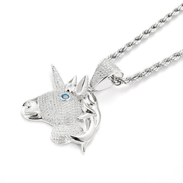 Unicorn Pendant Men's Necklace Hip Hop Iced Out 2 Color Zircon Jewelry  -  GeraldBlack.com
