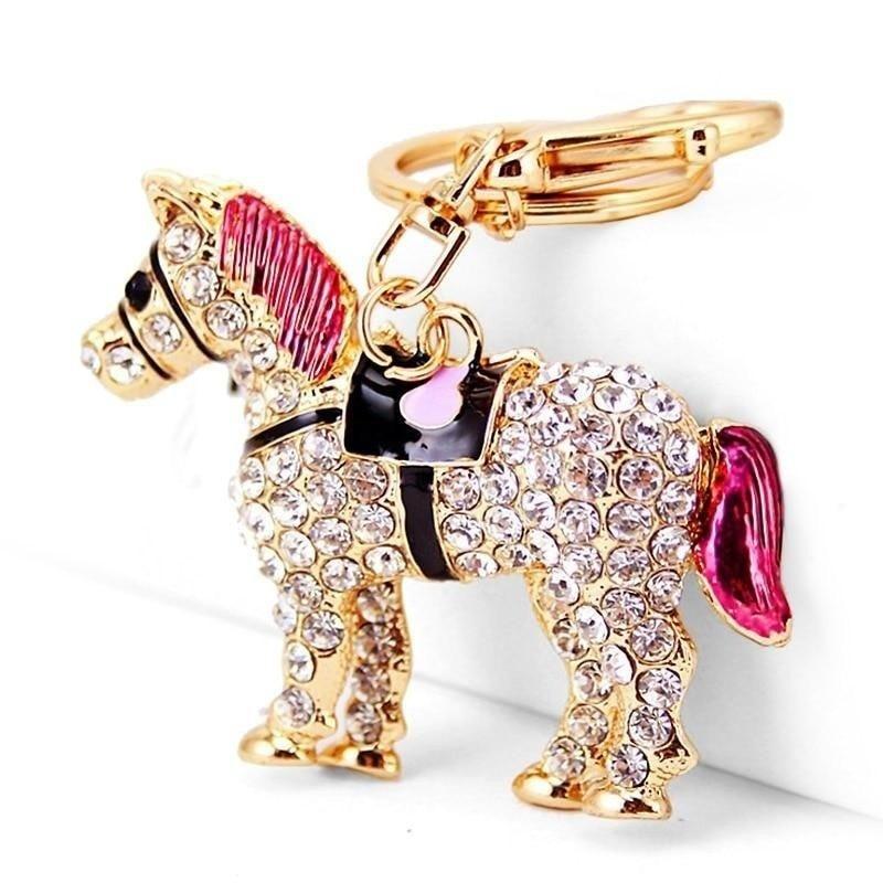 Unique Crystal Horse Rhinestone Pendant Metal Key Chains for Handbag  -  GeraldBlack.com