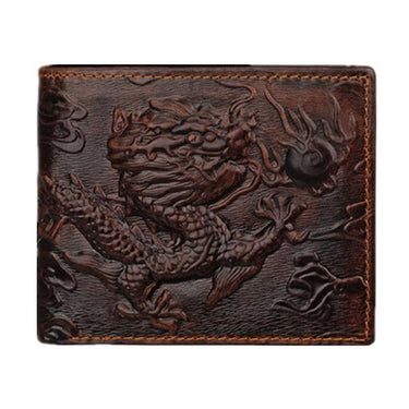 Unique Design Chinese Dragon Pattern Genuine Leather Men's Wallets - SolaceConnect.com