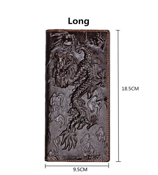 Unique Design Chinese Dragon Pattern Genuine Leather Men's Wallets  -  GeraldBlack.com