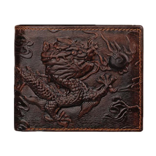 Unique Design Chinese Dragon Pattern Genuine Leather Men's Wallets  -  GeraldBlack.com