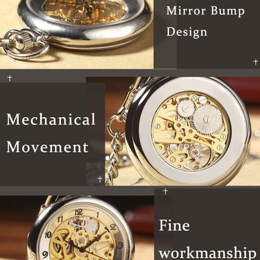 Unique Fashion Silver Steel Skeleton Transparent Mechanical Pocket Watches  -  GeraldBlack.com