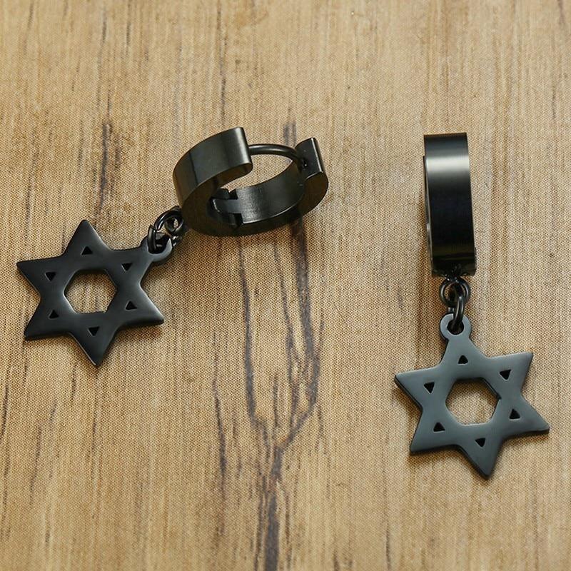 Unique Hexagram Star of David Hoop Earrings Jewelry for Men  -  GeraldBlack.com