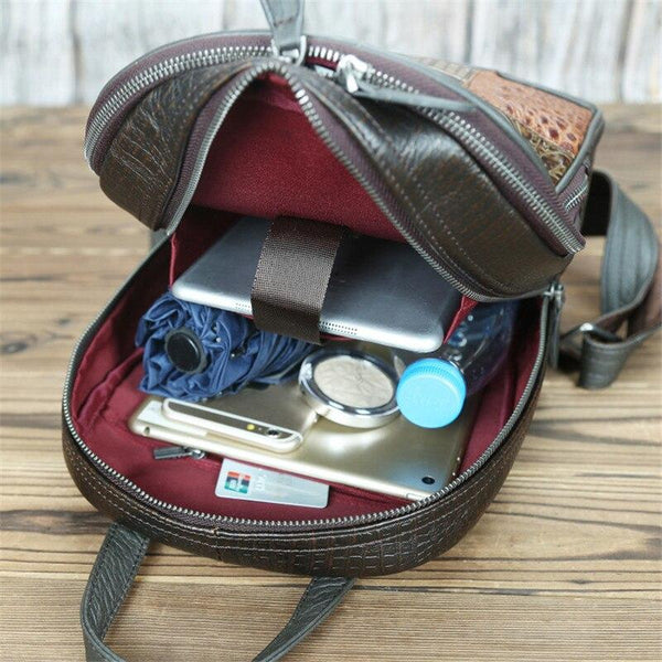 Unique Highend Vintage Genuine Leather Women's Backpack Female Girl Lady Travel Bag M002 - SolaceConnect.com