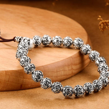 Unisex 100% 990 Sterling Silver Handmade Tibetan Buddhism Rope Bracelet  -  GeraldBlack.com