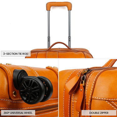 Unisex 20 Inch Genuine Leather Spinner Rolling Business Luggage Suitcase  -  GeraldBlack.com