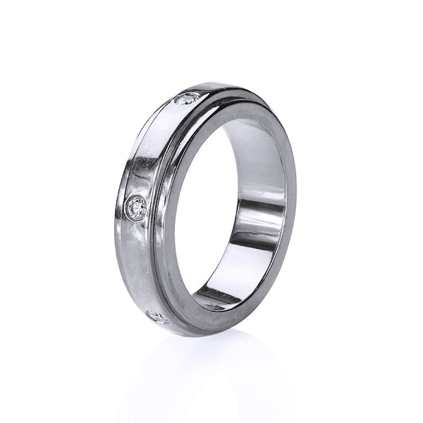 Unisex 925 Silver Double Rotatable Three Rows of Luxury Rings  -  GeraldBlack.com