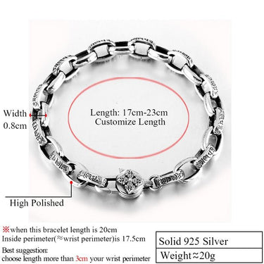 Unisex 925 Sterling Silver Buddha Retro Black Religious Geometric Bracelet - SolaceConnect.com