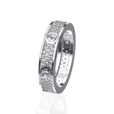 Unisex 925 Sterling Silver Classic Three Rows Of Luxury Eternity Ring  -  GeraldBlack.com