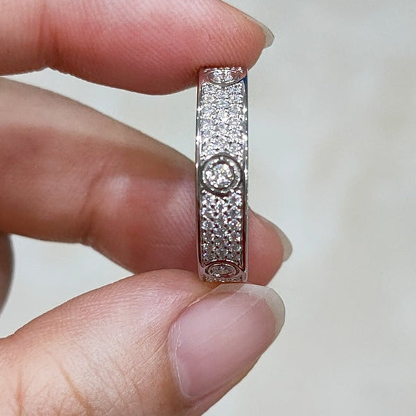 Unisex 925 Sterling Silver Classic Three Rows Of Luxury Eternity Ring  -  GeraldBlack.com