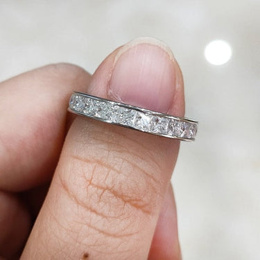 Unisex 925 Sterling Silver Moissanite 2.5mm Square Wedding Rings  -  GeraldBlack.com