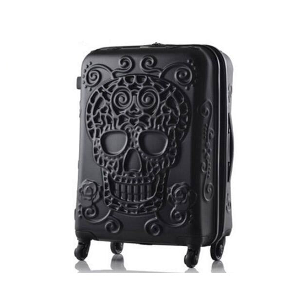 Unisex ABS Large Expandable Skull Spinner Rolling Luggage Suitcase  -  GeraldBlack.com