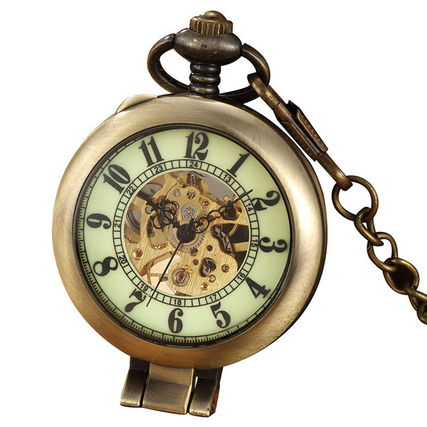 Unisex Antique Copper Fashion Mechanical Hand Wind Pocket Watch  -  GeraldBlack.com
