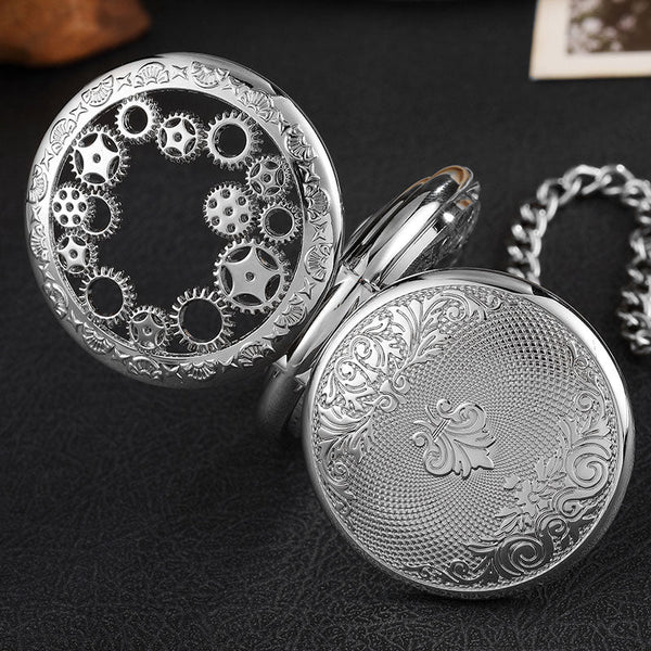 Unisex Antique Hollow Gears Steampunk Mechanical Fob Pocket Watch  -  GeraldBlack.com