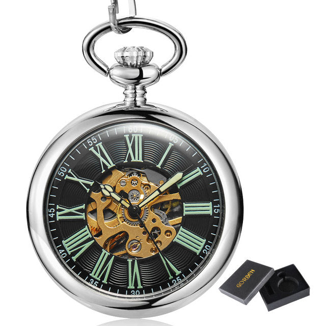 Unisex Antique Smooth Skeleton Transparent Mechanical Pocket Watch  -  GeraldBlack.com
