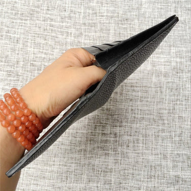 Unisex Authentic Sand Stingray Skin Two-fold Long Thin Clutch Wallet  -  GeraldBlack.com