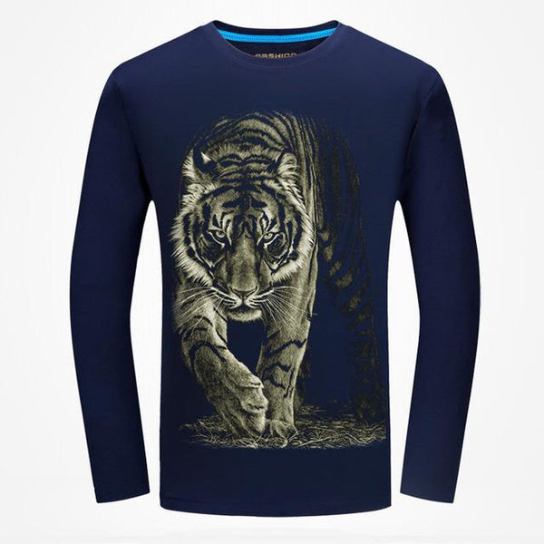 Unisex Autumn Fashion 3D Animal Print Long Sleeve Hip Hop T-Shirt - SolaceConnect.com