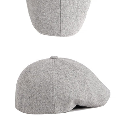 Unisex Autumn Winter Wool Octagonal Beret Hat in Solid Black Grey - SolaceConnect.com