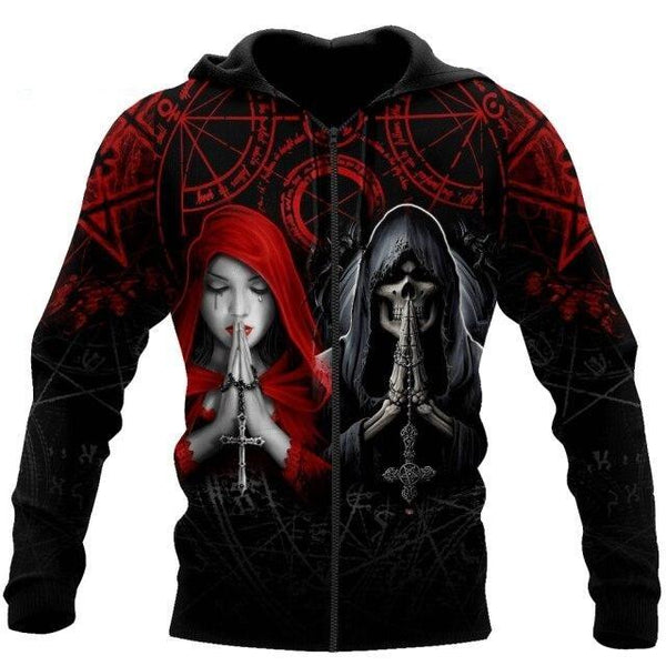 Unisex Beautiful Angel and Demon 3D All Over Printed Sweatshirt Hoodies - SolaceConnect.com