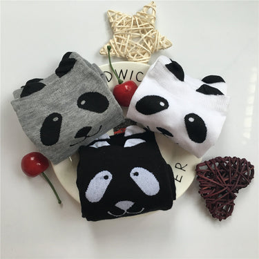 Unisex Black White Gray Cute Funny Cartoon Panda 3D Eared Socks  -  GeraldBlack.com