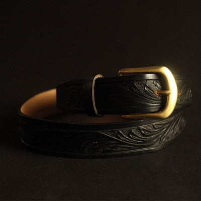 Unisex Casual Handmade Vintage Genuine Leather Strap Pin Buckle Belt  -  GeraldBlack.com