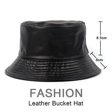Unisex Casual Panama Reversible France Leather Fisherman Bucket Hat  -  GeraldBlack.com