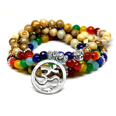 Unisex Chakra Healing Stone Gem Yoga Reiki Prayer Bead Bracelet - SolaceConnect.com