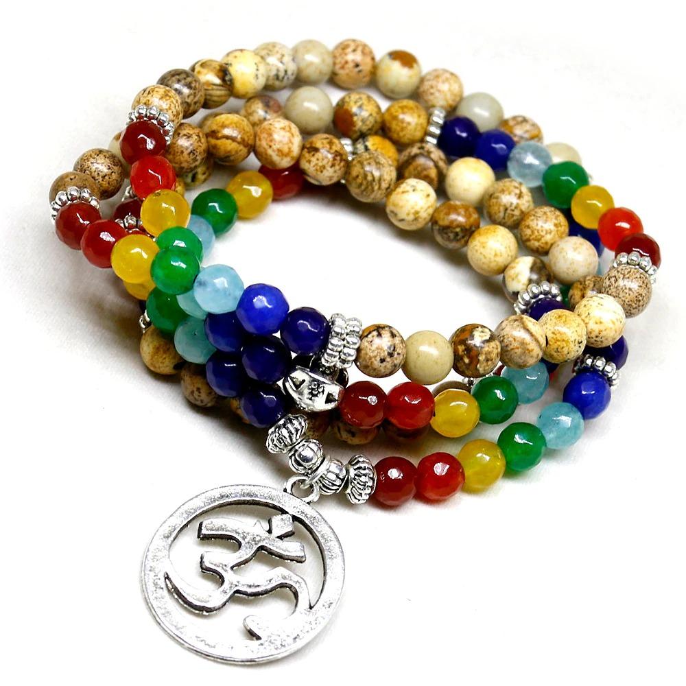 Unisex Chakra Healing Stone Gem Yoga Reiki Prayer Bead Bracelet  -  GeraldBlack.com