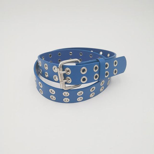 Unisex Children Fashion Solid Color Hollow Out Small Holes Leather Belts - SolaceConnect.com