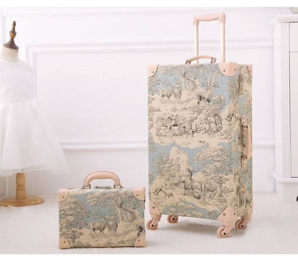 Unisex Chinese Painting Rolling Luggage Spinner 2pcs/set Trolley Suitcase  -  GeraldBlack.com