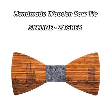 Unisex Classic Slovakia Bratislava City Skyline Wooden Cravat Bowties - SolaceConnect.com