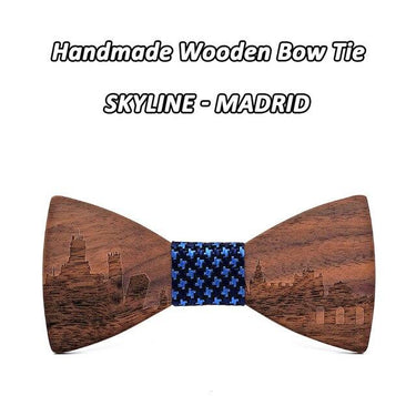 Unisex Classic Slovakia Bratislava City Skyline Wooden Cravat Bowties - SolaceConnect.com