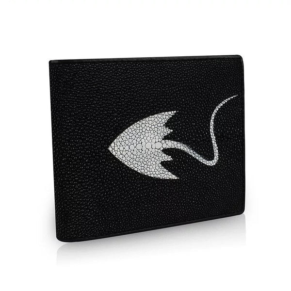 Unisex Classical Black Color Fish Designer Stingray Skin Thin Wallet  -  GeraldBlack.com