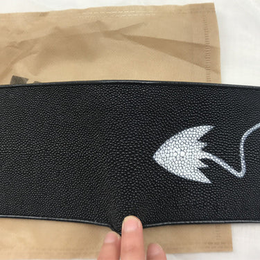 Unisex Classical Black Color Fish Designer Stingray Skin Thin Wallet  -  GeraldBlack.com