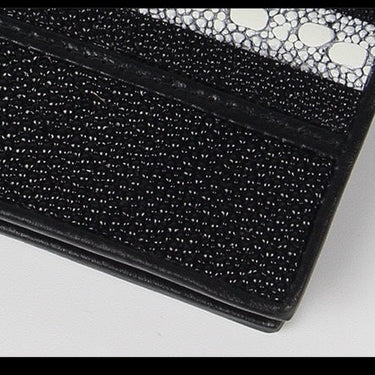 Unisex Classical Designer Genuine Stingray Skin Short Bifold Wallet  -  GeraldBlack.com
