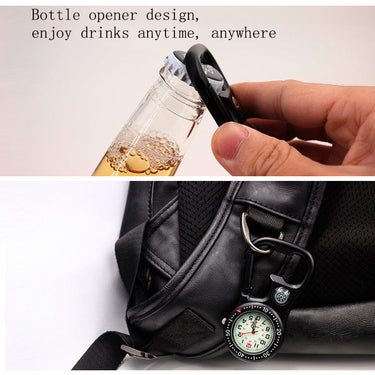 Unisex Compass Bottle Opener Clip-on Carabiner Outdoor Sports Pocket Watch  -  GeraldBlack.com