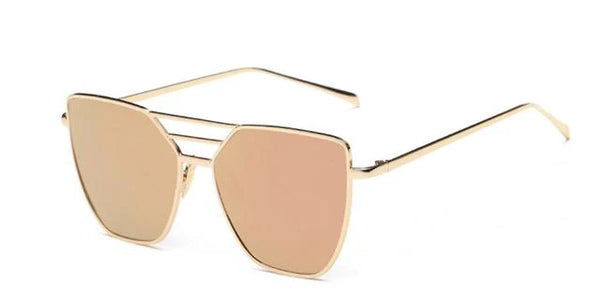 Unisex Cool Flat Top Alloy Frame Sunglasses with Rose Gold Mirror Lens - SolaceConnect.com