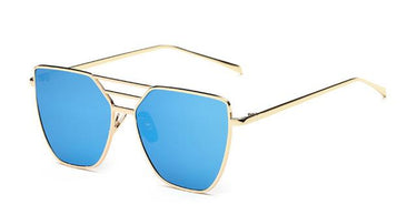 Unisex Cool Flat Top Alloy Frame Sunglasses with Rose Gold Mirror Lens - SolaceConnect.com
